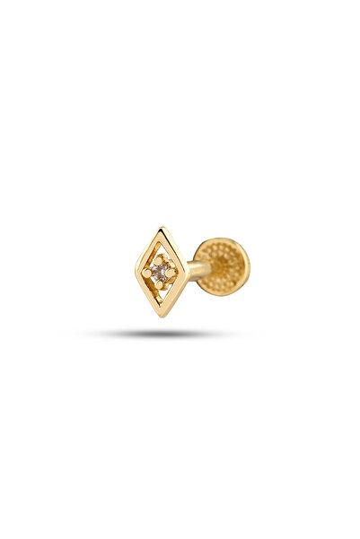 Akar Jewellery 14 Ayar Altın Pırlanta Minimal Tragus Piercing