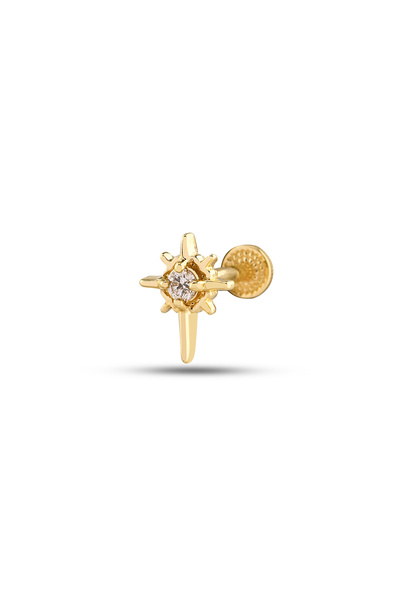 Akar Jewellery 14 Ayar Altın Pırlanta Parlayan Yıldız Minimal Helix/kıkırdak Piercing