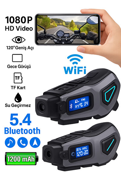 electroawm K10 Kameralı Bluetooth Motosiklet Kask İnterkomu Su Geçirmez HD Kayıt 32 GB SD Kart Hediyeli