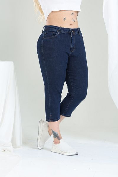 Era Lisa Blue Lycra Large Size Denim Capri