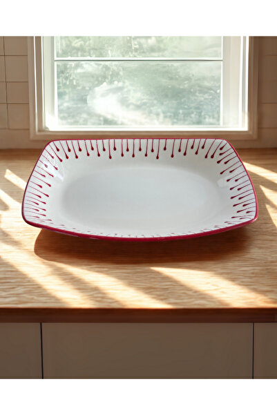 RGS ÇİNİ Damla Desen Siyah Beyaz KAYIK TABAK SALATA MEYVE TABAGI SUNUMLUK 30 Cm