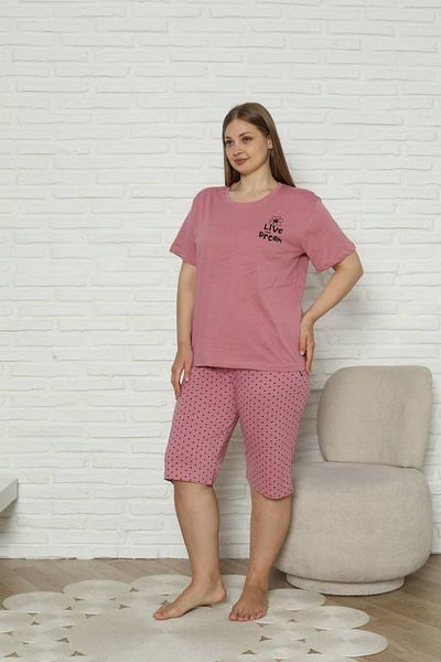 dealp Women's Plus Size 100% Cotton Summer Short Sleeve Pocket Capri Bermuda Pajamas Set