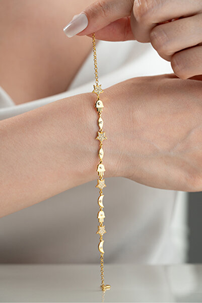 Silvano Jewelry 925 Ayar Gümüş Gold Figür Bileklik