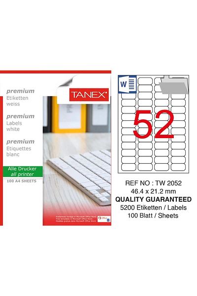 Tanex Tw-2052 Laser Label 46.4 X 21.2 mm