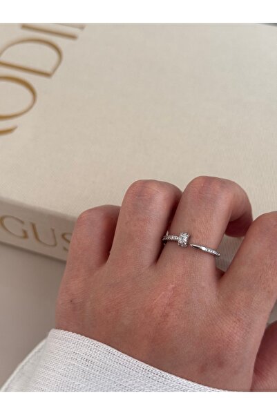 LEROSY CO Adjustable Silver Color Ring Single – Stone Minimal and Modern Design