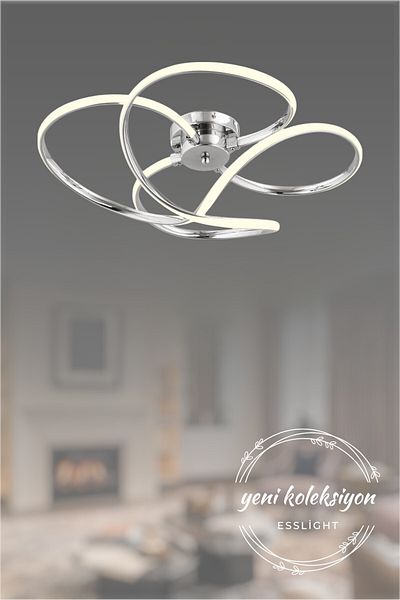 ESSLİGHT Paris Plafonier Led Chandelier with 3 Color Light Modes (White Yellow Daylight) Kitchen Bedroom Living Room