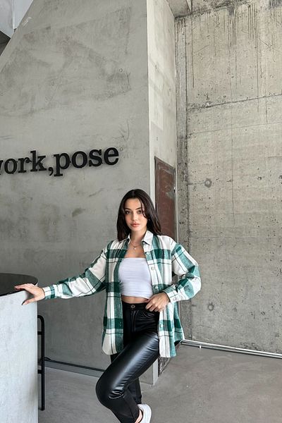 XRAY JEANS Cămașă verde Lumberjack cu model în carouri pentru damă