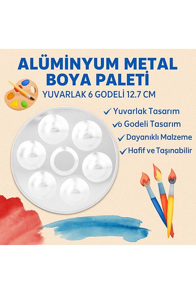 Art Tone Aluminum Metal Paint Palette Round 6 Godeli 12.7 cm