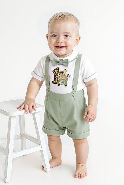 annerüyası 1 YAŞ SAFARİ BASKILI ŞORT SALOPET TAKIM