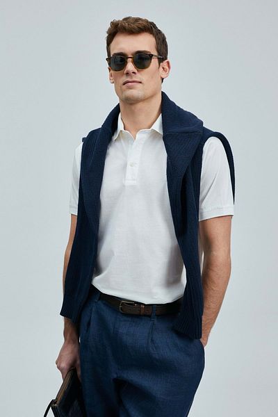Lufian 111040228 Luna Polo Neck T-shirt Ανδρικό T-shirt Λευκό