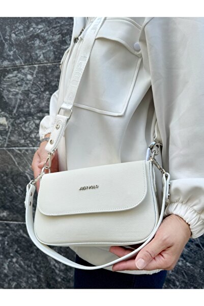 Just Polo حقيبة كتف وحقيبة كروس للنساء من جوستبولو مع شريطين باللون الأبيض