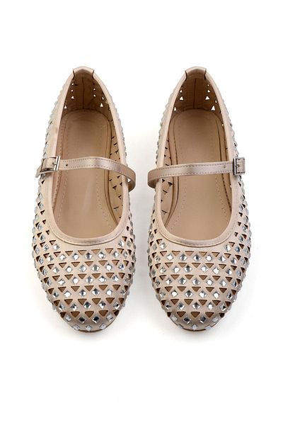 Bambi Beige Lame Women's Ballerina Ballet K 01246151787