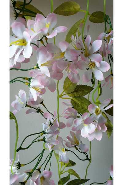 Ekozi Home Saksıda Yapay Çiçekli Sarkan Bitki Doğal Görünümlü 5 Dal 100 Cm