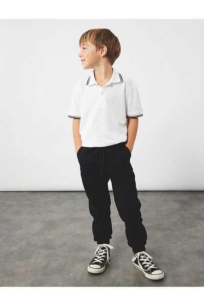 Koton Cotton Gabardine Jogger Trousers with Lace-Up Waist and Pocket Detail