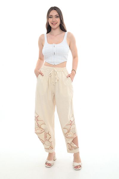 NAVAJO 100% Cotton Summer Trousers – Elastic Waist, Comfortable Fit
