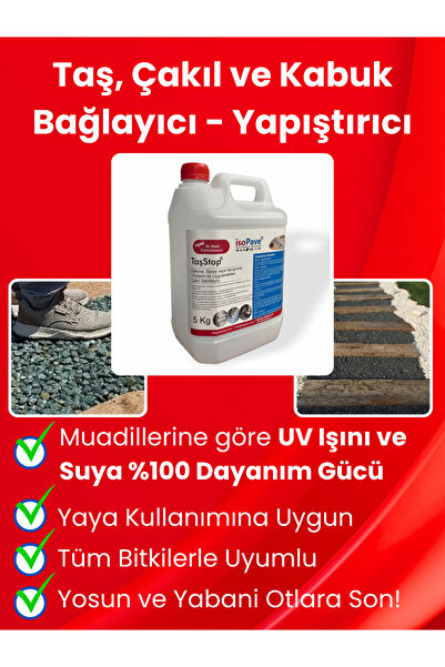 Isopave Taş Ve Kabuk Sabitleyici - Yapıştırıcı | Su Bazlı Taşstop 5kg | Çakıl...