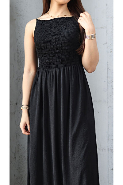 outline Black linen abaya with dress