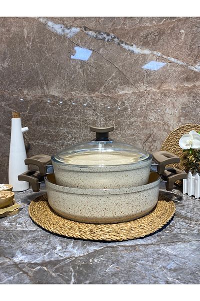Elvira Granite 2-Piece Oblate Pot Bakelite Handle (24-28 cm) Cream
