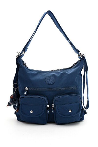 Sanmorris Kadın Krinkıl Kumaş Suya Dayanıklı Lacivert Renkli Omuz Ve Sırt Çan...