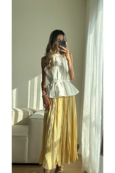 MODA Sarı Kraşlı Etek