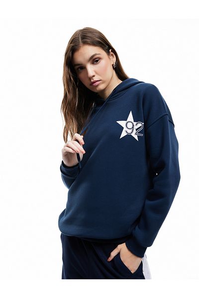 Koton Long Sleeve Hooded Hooded Oversized Sweatshirt with Printed Back