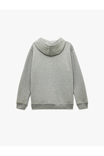 Koton Raised Long Sleeve Basic Hooded Sweatshirt