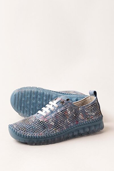 Gondol Hakiki Deri Rahat Esnek Hafif Taban Yazlık Ayakkabı Kla.3623 Mavi