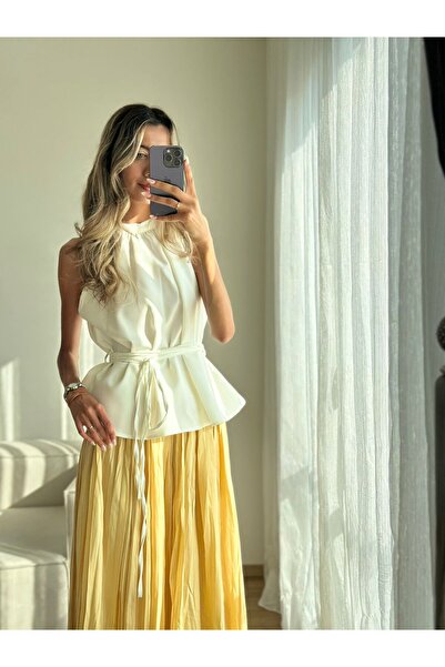 MODA Sarı Kraşlı Etek