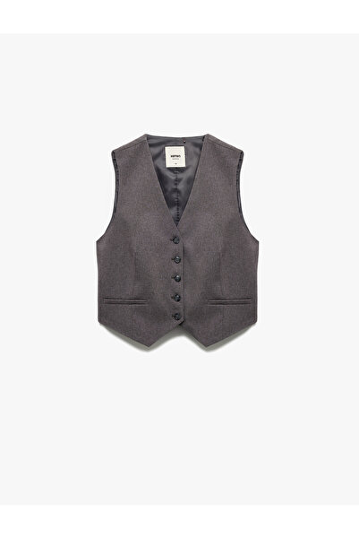 Koton V Yaka Düğmeli Blazer Yelek