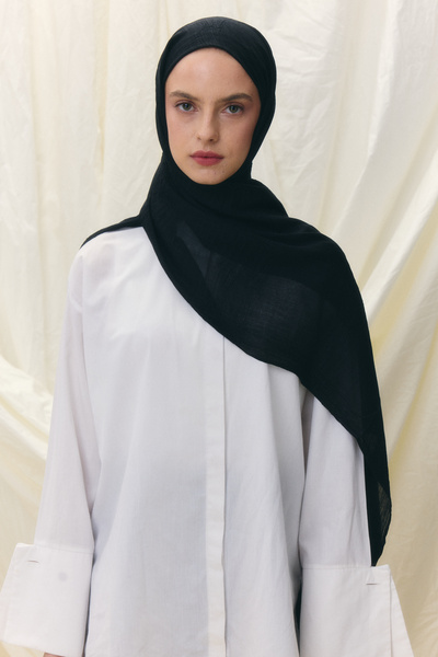 FENZA SCARF Püsküllü %50 Pamuk Brice Şal - Siyah