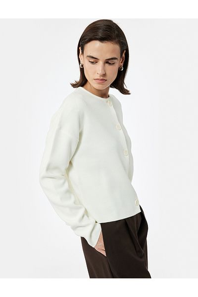 Koton Regular Fit Long Sleeve Crew Neck Knitwear Cardigan
