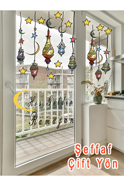 MAARS Hoş Geldin Yazılı Ramazan Fenerleri şeffaf cam sticker