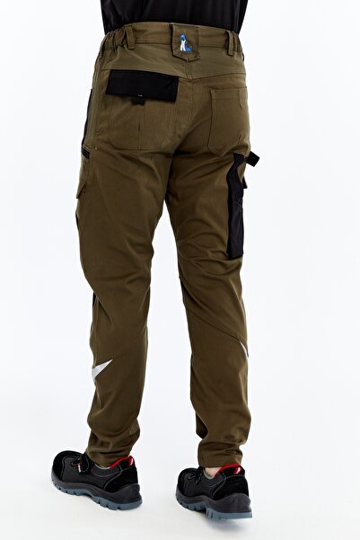 Uniprom İş Pantolonu Madrid Model 10 Cepli Full Likralı Diz Destekli Haki