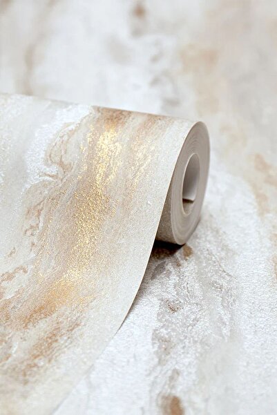 Bien Duvar Kağıtları Bien Exclusive 5365 Metalik Altın ile Soğuk Gri Akan Desen Duvar Kağıdı 5,30 M²