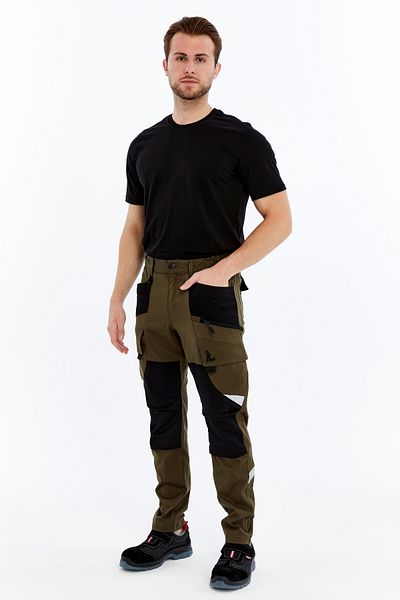 Uniprom Work Pants - Madrid Model 10 Pockets Full Lycra Knee Support Khaki