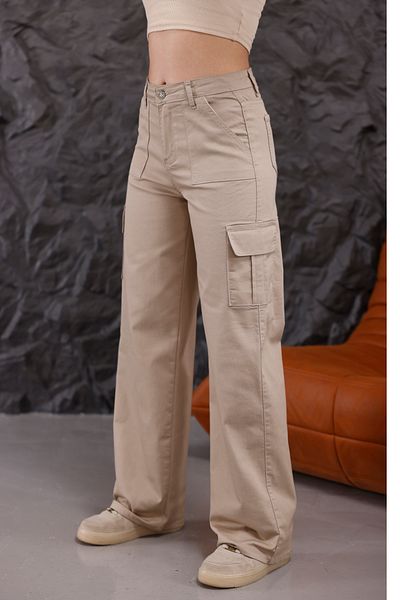 alanora High Waist Wide Leg Women's Cargo Pants - Straight Fit