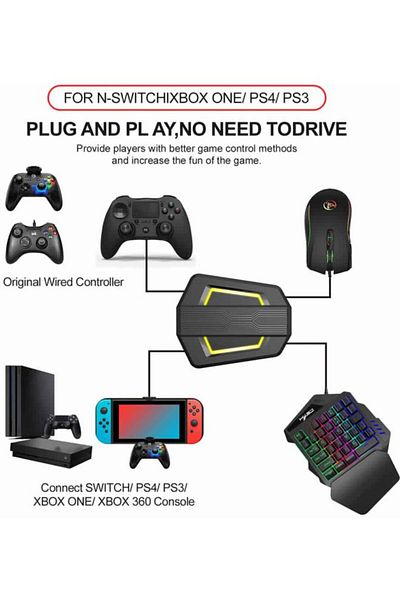 Generic Portable P6 Keyboard And Mouse Adapter With Colorful Breathing Light