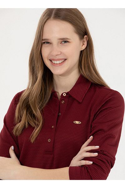 U.S. Polo Assn. Rochie roșie cu gât polo deasupra genunchiului pentru femei Kelbi