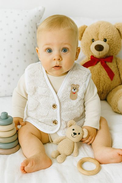 MAXI DRY Unisex Children's Vest - Plush Welsoft, Stone Pattern, 6-24 Months