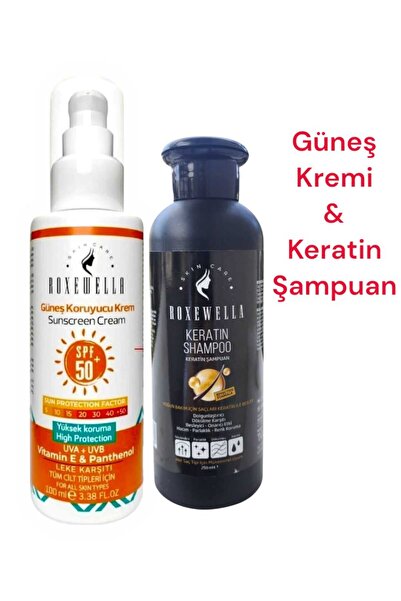 ROXEWELLA Leke Karşıtı Güneş Kremi 100ml 50spf & Keratin Saç Bakım Şampuanı