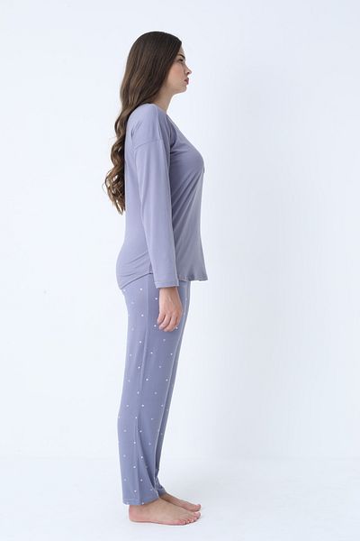 TURAY Weekend Lights Bamboo Uzunkol Women's Dark Lilac Pajama Set