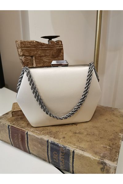 NAZART Γυναικείο σατέν βραδινό φόρεμα Clutch Chain Strap Hand Wedding Engagement Night Shoulder Bag