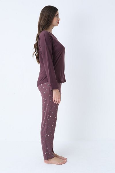 TURAY Weekend Lights Bamboo Uzunkol Women's Plum Pajamas Set