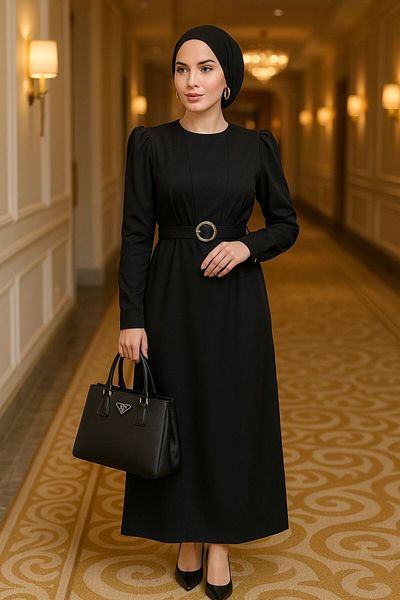 Neva Style Μαύρο Φόρεμα Hijab 636s