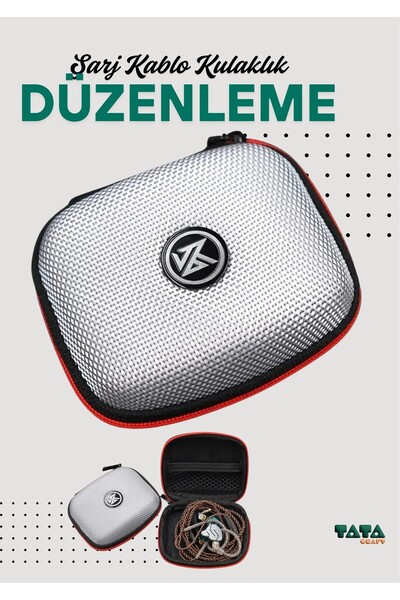 TATA CRAFT Sert Eva Aırpods Kulaklık Kablo Şarj Anahtar Saklama Düzenleme Kutusu