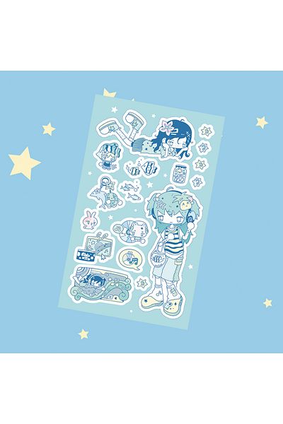 Choice 01 Korea Cute Summer Retro Girl Character Stickers Hand Account Phone Case Notebook Diary Planner Sc