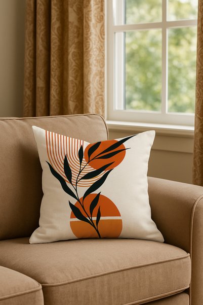 Leolife Orange Bohemian Patterned Modern Style Digital Printing Set of 2 Throw Pillow Covers
