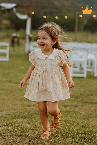 Mymio 0-24 Months Baby Collar Balloon Sleeve Floral Baby Girl Children Summer Eid Dress 4318