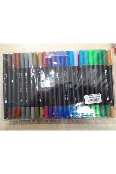 gebzeli Dual Brush Tip Double-Sided Felt-Tip Pen Set 48pcs... Brush Tip 1-2mm, Fineliner Tip 0,4mm...