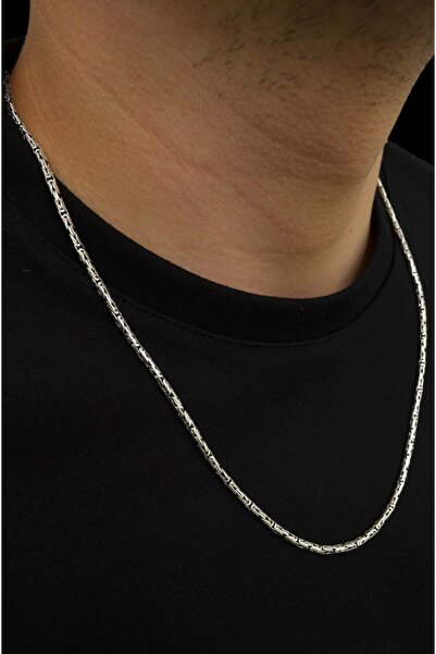 FARUK MÜCEVHERAT 925 Ayar Gümüş Oksitli Yuvarlak Kral Zincir Erkek Gümüş Kolye